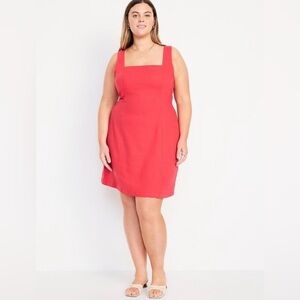 NWT Old Navy Square Neck Linen Blend Mini Dress Size XL-Tall Sleeveless